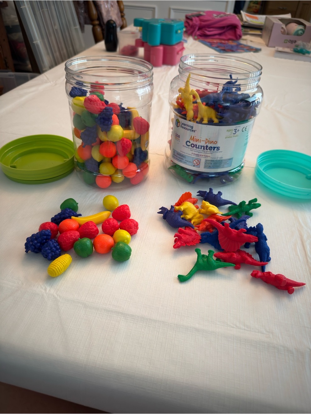 Mini-Dino & Fruit Learning Counters - Bright Multicolor